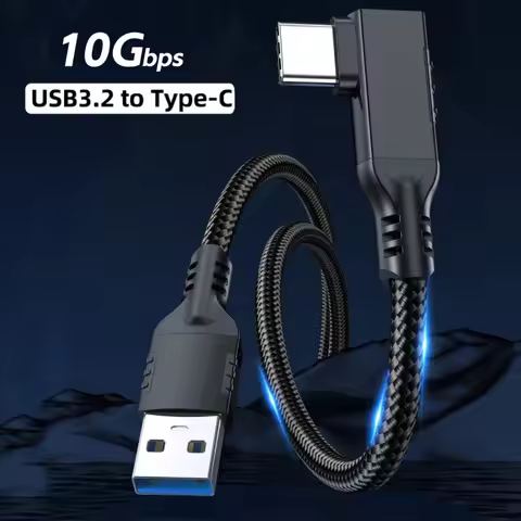 Type C VR Link Cable USB C Data Cable USB 3.2 Gen 2 10Gbps 3A 60W Fast Charging 90 Degree Elbow Gami