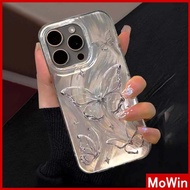 Mowin - For iPhone 11 15 Pro Max iPhone Case Silver Feather Luxury Holographic Laser Clear Case Soft TPU Butterfly Compatible with iPhone 14 13 Pro max 12 Pro Max 11 XR XS 7 8Plus