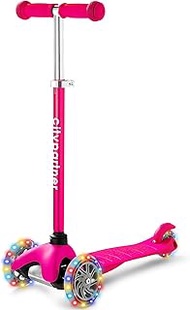 Kids Scooter, Children and Toddler 3 Wheel Kick Scooter, LED Lighted Wheels and 3 Adjustable Height