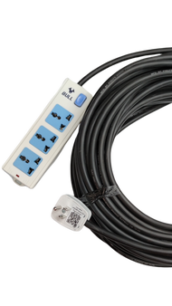 Extension Cord 3 Gang Universal Outlet 10A 250V 16/2 ( 1.25mm) Royal Cord Phleps Dodge Omni Plug WHG