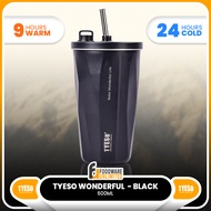 tyeso tumbler 600ml Coffee Mug Tumbler Hot & Cold (Black) With Straw Stainless Steel Vacuum Insulate