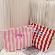 1Custom Name Striped Makeup Bag - Zippered Foldable Lightweight Toiletry Bag，Christmas Gift Ideas，Br
