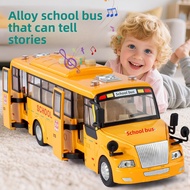 Alloy School Bus Pull-Back Sound and Light Toy Bus Big Nose School Bus School Shuttle Bus