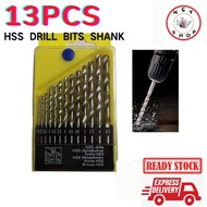 HSS Drill Bit Shank Set 13pcs/Metal Drill Bit/Mata Tebuk Besi Set