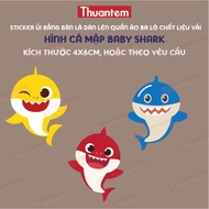 Thuantem ironing Sticker in the shape of a baby shark, size 4x6cm or upon request