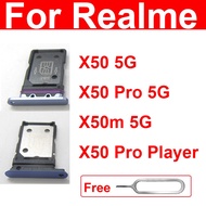 ถาดใส่ซิมการ์ดสำหรับ Realme X50เครื่องเล่น X50โปร5G X50M นาโน5G ช่องเสียบบัตรสองซิมที่ใส่ถาดชิ้นส่วนอะไหล่อะแดปเตอร์