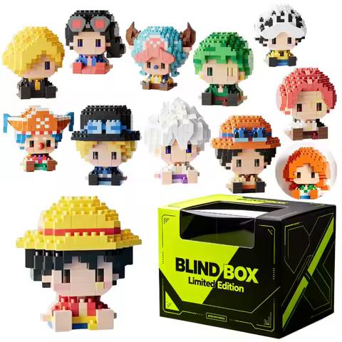 Hot Blind Box ONE PIECE Luffy Micro Building Block Chopper Ace Buggy 3D Anime Model Assembly Mini Br