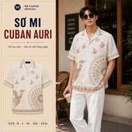 Cuban Auri MKCLEVER Men's Shirt made of soft silk, airy, absorbent, anti-wrinkle, loose fit for ever