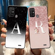 Phone Case For ZTE Blade A52/Optus X Tap 2 Black and Pink Shiny Starry Sky Letter For ZTE Blade A52 