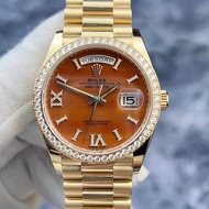Rolex Sunday Calendar New Style128348R RBR-0049 Carnelian Dial Original Diamond Gold Women's Watch Rolex