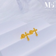 Merlin Goldsmith 22K 916 Gold Cross Stud Earrings
