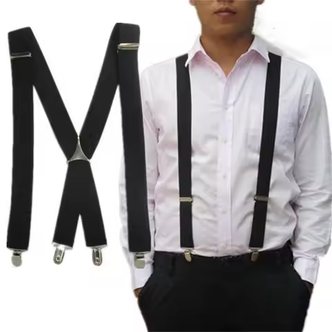 1Pc Adjustable Elastic Suspenders X Back Braces 2.5cm Width 4 Clips For Men And Women Pants Support
