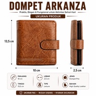ARKANZA WALLET Men's Wallet Triple Coin Slot Leather Card Slot Money Fold Many WA1309B7 &