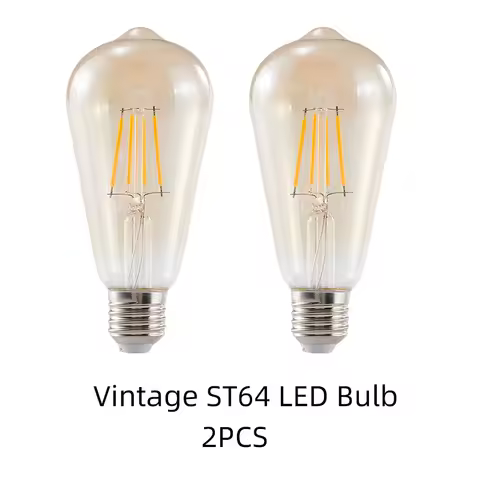 ST64 LED Filament Bulb E27 4W 8W 220V-240V Amber Glass Vintage Edison Lamp Warm White 2700K Retro Li