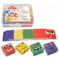Kids Face Change Expression Puzzle Building Blocks Montessori Cube Table Game Toy Early Educational 