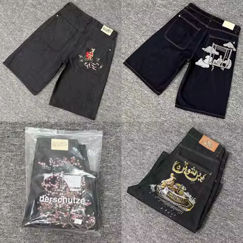 Trendy Brand Derschutze Denim Shorts High Quality Retro Logo Embroidery Pattern Jeans Send Out in On