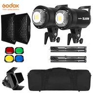 Godox 2x SL-60W สีขาวรุ่น LED แฟลชวิดีโอสตูดิโอไฟสตูดิโอ + 2x 1.8M ขาตั้งหลอดไฟ + 2X60X90ซม.Softbox