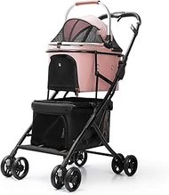 Double Pet Stroller with Safety Tether 3-in-1 Multifunctional Dog and Cat Jogger with 360° Front Whe