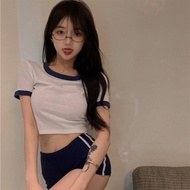 2025 New Fashion Casual Sports Suit Women's Thin Girl Sexy Slim Short T-Shirt Top Shorts Short Pants