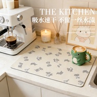 PU Leather Diatom Mud Drain Mat Kitchen Countertop Dishes Bar Table Mat Table Heat Insulation Mat Ba