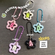 GANTUNGAN STAR BEAD INITIAL KEYCHAIN ALPHABET INITIAL FLOWER BEAD KEYCHAIN