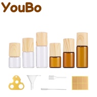 1ml2ml3ml5ml Wood Grain Cap Brown Transparent Glass Roll-On Bottle Essential Oil Bottle Perfume Roll
