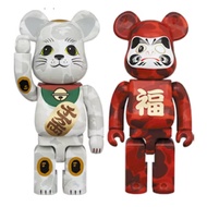 Bearbrick x BAPE (R) Manekineko &amp; Daruma 400% 2PACK