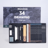 34Pcs/Set Draw Sketching Pencils Drawing and Sketch Kit Set Charcoal Pencil Art Painting Artists Kit