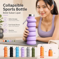 500ml Collapsible Silicone Water Bottle Foldable Sports Bottle for Gym Running Hiking Travel
