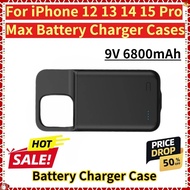 For iPhone 12 13 14 15 Pro Max Battery Charger Cases Extenal Battery PowerBank charging Cove 9V 6800