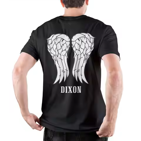 Aesthetic The Walking Dead Wings of Dixon Tshirts Men's Round Neck Short Sleeve Tops Daryl Dixon Cot