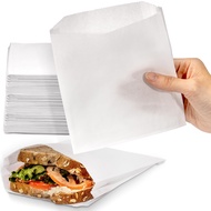 200 Pack Paper Sandwich Bags 7 x 6”, Greaseproof Paper Snack Bags, Food Grade Pastry Bag, Recyclable