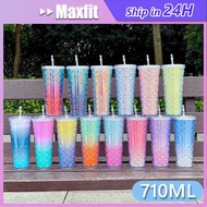 710ml Starbucks Tumbler Straw Cup Two Layers Thick Fish Scale Straw Cups Mermaid Cold Cup Tumbler