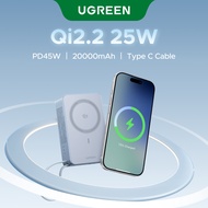 UGREEN Qi2 25W 20000mAh Magnetic Wireless Fast Charging Power Bank 45W USB-C Cable + 25W Magnetic Wi