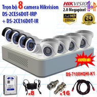[HCM][Trả góp 0%]Trọn bộ 8 camera 2.0MP DS-2CE56D0T-IRP + DS-2CE16D0T-IR + DS-7108HQHI-K1