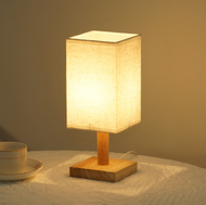 日本暢銷 - LED 座枱燈 實木布藝北歐裝飾檯燈 | 臥室床頭燈 | 簡約小夜燈 USB 插電 長形款 - 麥穗