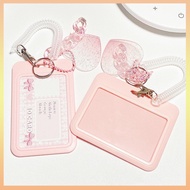 High Beauty Flash Pink Love Cloud Gradual Change Guka Keychain Bus Card Student ID Card Case
