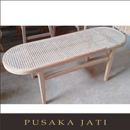 Rattan bench, minimalist bench,/, cafe bench, retro bench,/, contemporary heirloom teak bench