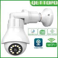 Qettopo 4MP E27 Bulb WIFI Surveillance Camera Auto Tracking 360 Outdoor PTZ IP Camera CCTV 30M Night Vision Security Camera
