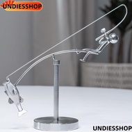 UNDIESSHOP The Fisherman Balancing Sculpture, Handmade Gift Kinetic Fishing Sculpture, Creative Meta