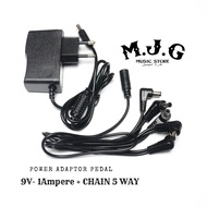9V 9volt 1Ampere guitar or bass effect power supply adapter includes daisy chain 5 way