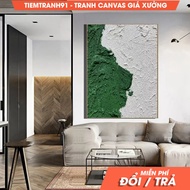 Wall painting, Green 3D Textured Painting Large Green Abstract Painting White 3D Minimalist Painting