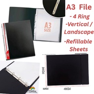 A3 File Folder 4 Ring Clear Book Holder Vertical File PP File For Engineering Drawing And Architectu