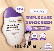 [UKURAN 5ml] FACETOLOGY TRIPLE CARE SUNSCREEN TINTED SHARE IN JAR SPF 50 pa+++