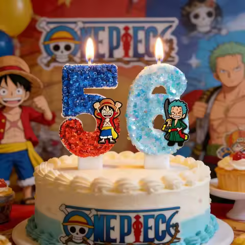 Anime One Piece Theme Luffy Candle Number 0-9 Birthday Cake Candle Decorations Birthday Party Cake T
