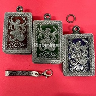 (Free Tweezers) Amulet Case Frame Silver Pendant Money Box Put On Phra Somdej With Hanuman Pattern M