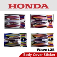 HONDA Wave125 Body Cover Set Coverset Stripe Strike Sticker Wave 125 - Blue Gold Purple Red Moritaka