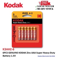 6PCS GENUINE KODAK Zinc AAA Super Heavy Duty Battery 1.5V - K3AHZ-6