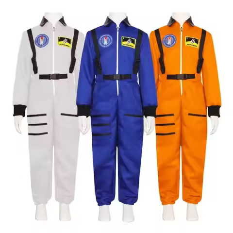 Astronaut Costume Kids Adults Space Suit Men Women Couple Costumes Role Play Carnival Zipper Jumpsui