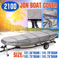 Jon Boat Cover 210D Waterproof Anti UV Sunshade Trailer Boat Cover Snow Cover Marine Dustproof Acces